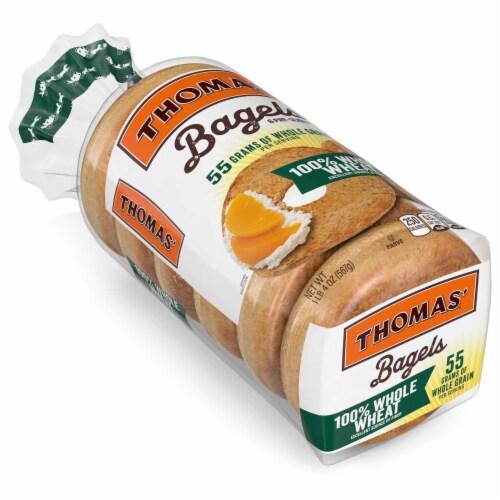 Thomas' Pre-Sliced 100% Whole Wheat Bagels Perspective: top