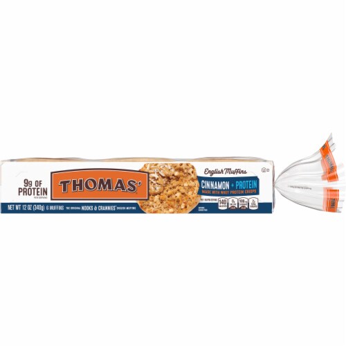 Thomas'® Cinnamon + Protein Nooks & Crannies English Muffins Perspective: top