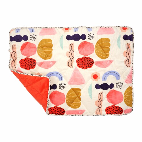 Manhattan Pet Toy Poppy Artistic Reversible Quilted Roll Up Dog Bed & Blanket for Travel Perspective: top