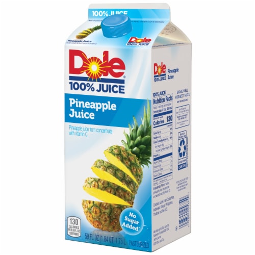 Dole 100% Pineapple Juice, 59 Fl Oz Carton Perspective: top