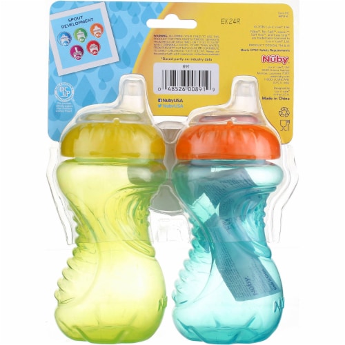 Nuby No-Spill Gripper Cup, Sippy Cup for Baby and Toddler, 10 Ounce,  Colors