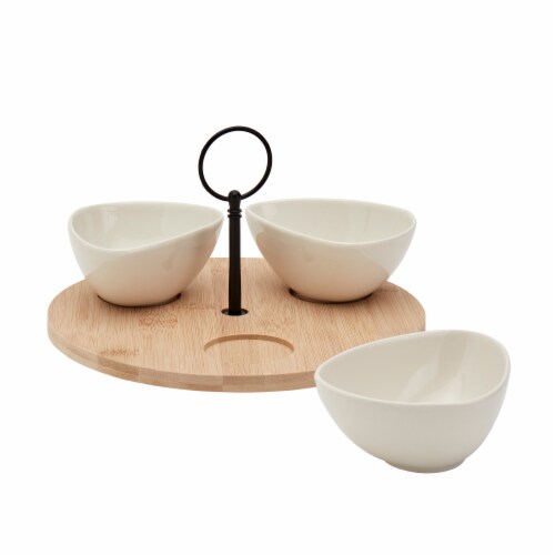 Denmark Ceramic & Bamboo Condiment Serving Set, 4 pc Kroger