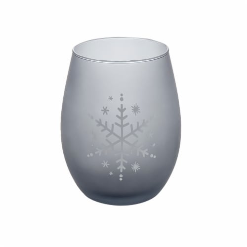 Tabletops Gallery Snowflake Stemless Wine Glass Set - Gray Perspective: top