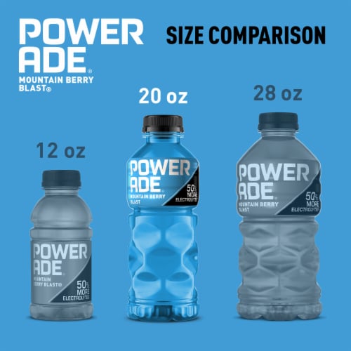Powerade Blueberry Added Electrolyte & Vitamin Fruit Flavor Sports Drink Perspective: top