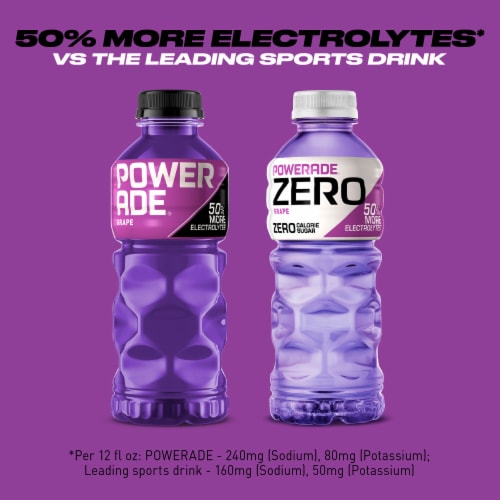 Powerade Grape Added Electrolyte & Vitamin Fruit Flavor Sports Drink Perspective: top