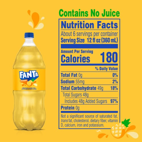 Fanta® Pineapple Caffeine Free Soda Bottle Perspective: top
