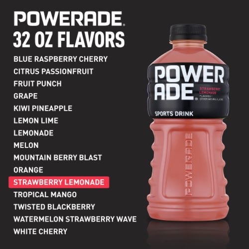 Powerade Strawberry Lemonade Electrolyte & Vitamin Sports Drink Perspective: top