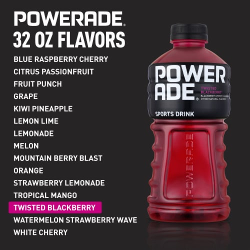 Powerade Twisted Blackberry Cherry Electrolyte & Vitamin Sports Drink Perspective: top