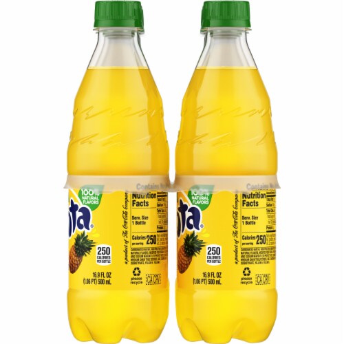 Fanta® Pineapple Caffeine Free Soda Bottles Perspective: top