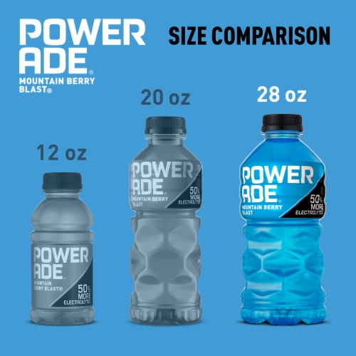 Powerade Blueberry Added Electrolyte & Vitamin Fruit Flavor Sports Drink Perspective: top