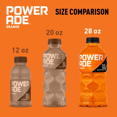 Powerade Orange Added Electrolyte & Vitamin Fruit Flavor Sports Drink Perspective: top