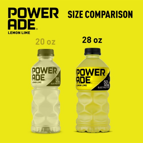 Powerade Lemon Lime Added Electrolyte & Vitamin Fruit Flavor Sports Drink Perspective: top