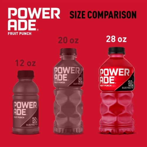 Powerade Fruit Punch Added Electrolyte & Vitamin Fruit Flavor Sports Drink Perspective: top