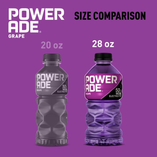 Powerade Grape Added Electrolyte & Vitamin Fruit Flavor Sports Drink Perspective: top