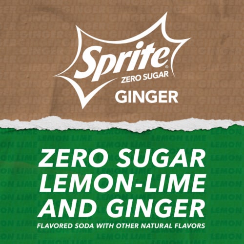 Sprite Ginger Zero Sugar Lemon Lime Diet Pop Soft Drink Soda Cans Perspective: top