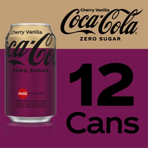 Coca-Cola® Cherry Vanilla Zero Sugar Soda Cans Perspective: top