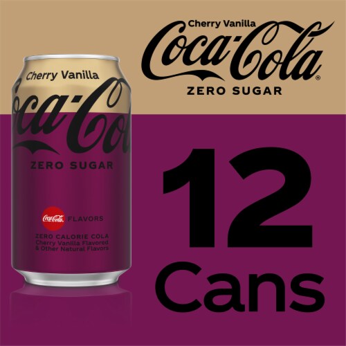 Coca-Cola® Cherry Vanilla Zero Sugar Soda Cans Perspective: top