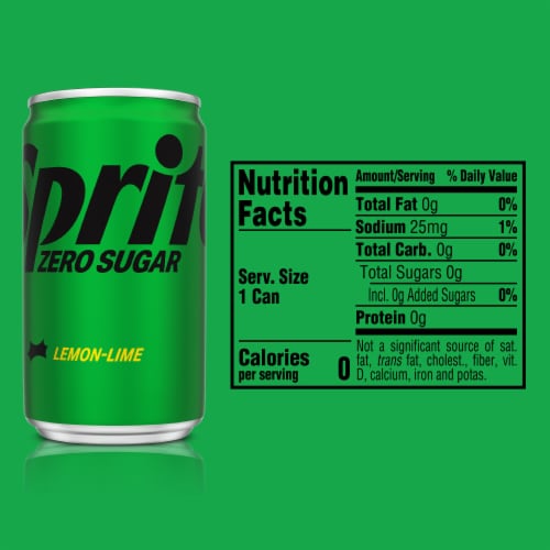 Sprite® Lemon Lime Zero Sugar Caffeine Free Soda Mini Cans Perspective: top