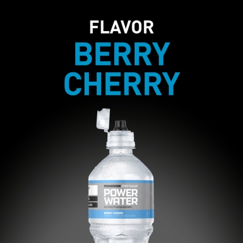 Powerade Zero Sugar Power Water Berry Cherry No Sugar Added Electrolyte & Vitamin Sports Drink Perspective: top