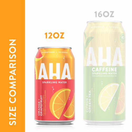 Aha® Orange And Grapefruit Flavored Sparkling Water Cans Perspective: top