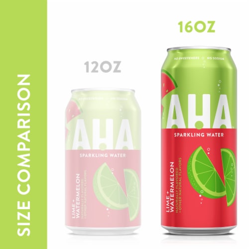 AHA® Lime and Watermelon Flavored Sparkling Water Can Perspective: top
