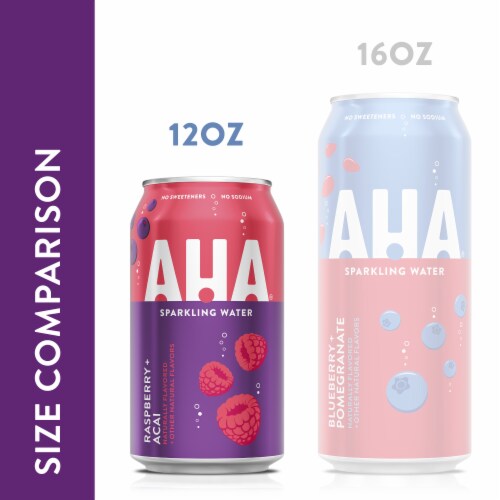 AHA® Raspberry Acai Flavored Sparkling Water Cans Perspective: top
