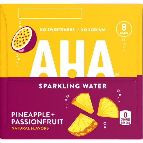 Aha® Pineapple And Passionfruit Flavored Sparkling Water Cans Perspective: top