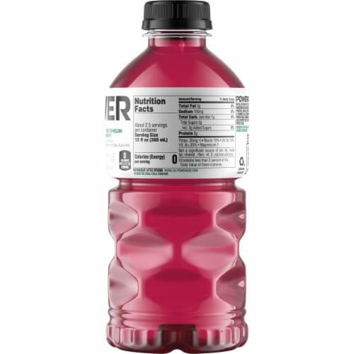 Powerade Zero Sugar Watermelon Berry No Sugar Added Electrolyte & Vitamin Fruit Flavor Sports Drink Perspective: top
