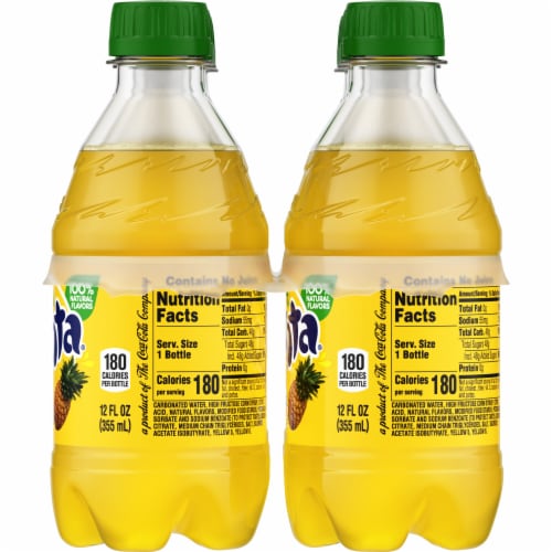 Fanta® Pineapple Caffeine Free Soda Bottles Perspective: top