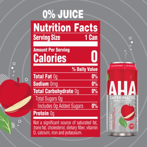 AHA® Fuji Apple and White Tea Flavored Sparkling Water Can Perspective: top