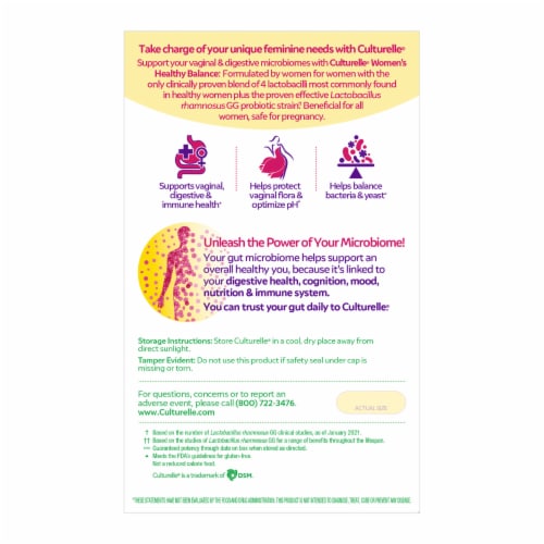 Culturelle® Probiotics Women's Healthy Balance Vegetarian Capsules Perspective: top