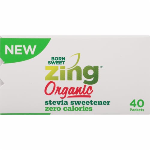 Zing Organic Zero Calorie Stevia Sweetener Packets Perspective: top