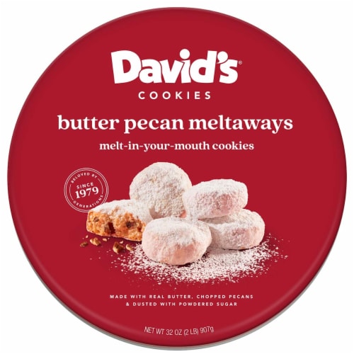 David's® Cookies Butter Pecan Meltaways Tin Perspective: top