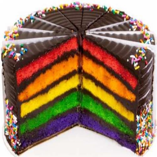 David's Cookies Chocolate Rainbow Cake Slice Perspective: top