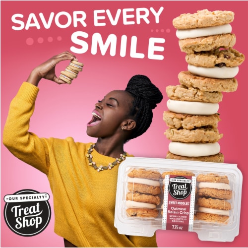 Our Specialty Oatmeal Raisin Sweet Middle Sandwich Cookies Perspective: top