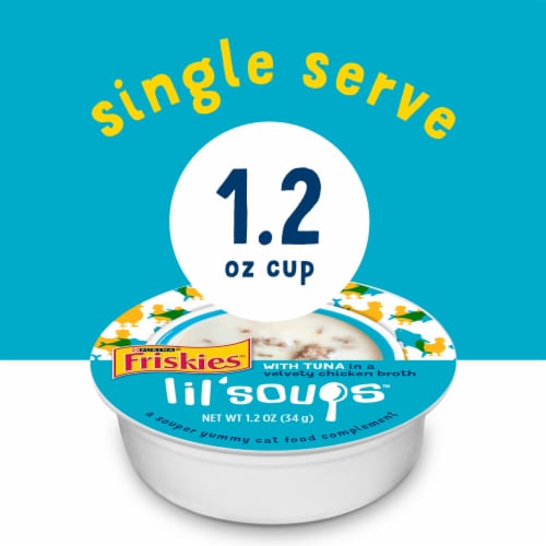 Purina Friskies Lil' Soups Wet Cat Food Complement with Tuna in Chicken Broth Perspective: top