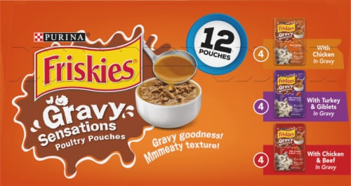 Friskies Gravy Sensations Poultry Pouches Wet Cat Food Variety Pack 12 ct 3 oz Harris Teeter