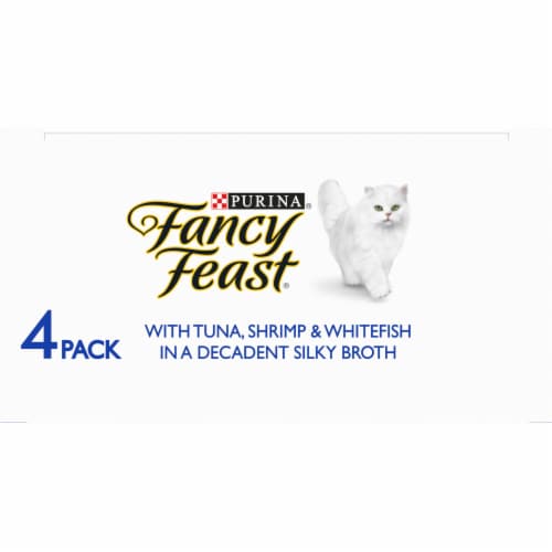 Fancy Feast Broths Classic with Tuna Shrimp & Whitefish Wet Cat Food Pouch Perspective: top