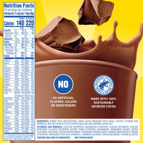 Carnation Breakfast Essentials Powder Breakfast Drink Mix Chocolate Shake Canister Perspective: top