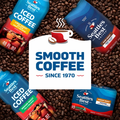 Seattle’s Best Iced Coffee Light Roast Style Black Unsweetened Ready to Drink Coffee Perspective: top