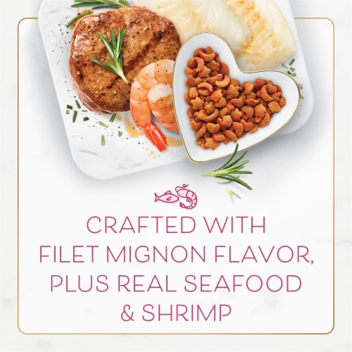 Purina Fancy Feast Adult Dry Cat Food Filet Mignon Flavor Real Seafood & Shrimp Perspective: top