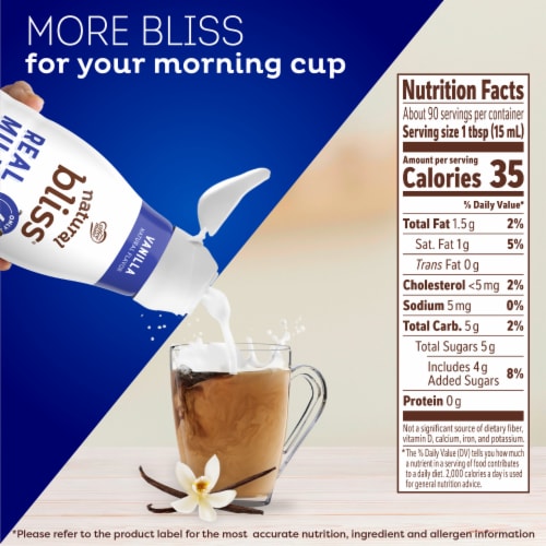 Natural Bliss Vanilla Liquid Coffee Creamer Perspective: top