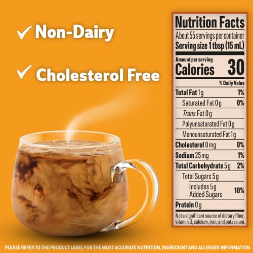 Coffee mate Plant Based Almond and Oat Caramel Flavored Liquid Coffee Creamer Perspective: top