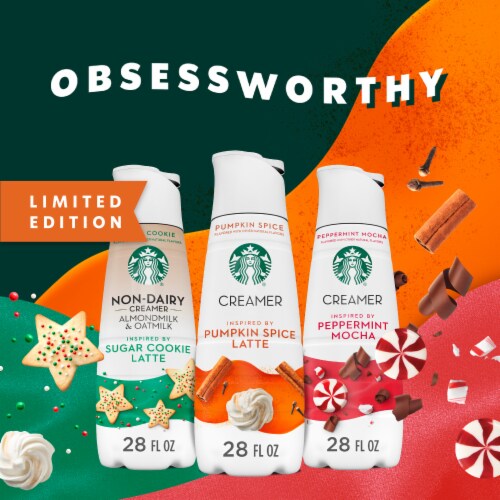 Starbucks Pumpkin Spice Flavored Coffee Creamer Inspired by Pumpkin Spice Latte Dairy Coffee Creamer Perspective: top