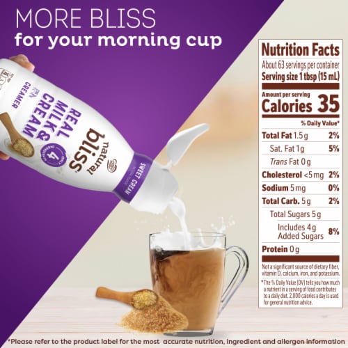 Natural Bliss Sweet Cream Liquid Coffee Creamer Perspective: top