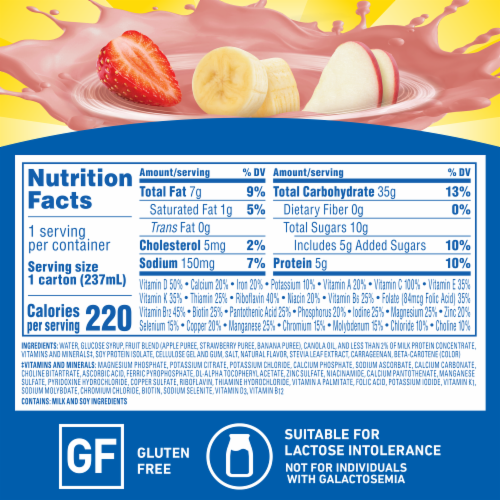 Carnation Breakfast Essentials Smoothie Ready to Drink Strawberry Banana Protein Shake Multipack Perspective: top