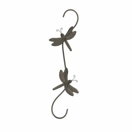 Set of 4 Rustic Metal Hook Plant Hangers Hummingbird, Bee, Butterfly, Dragonfly Perspective: top