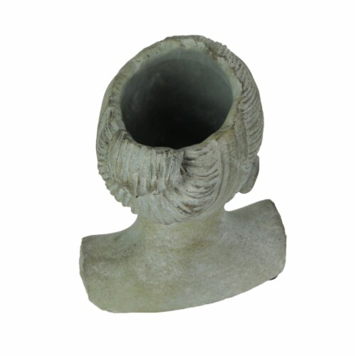Weathered Cast Cement Young Girl Child Bust Indoor / Outdoor Head Plant Pot Planter Perspective: top