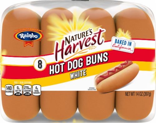 Rainbo Enriched White Hot Dog Buns Perspective: top