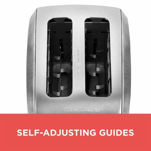 Black and Decker Stainless Steel Extra Wide 2 Slot Toaster in Silver Perspective: top